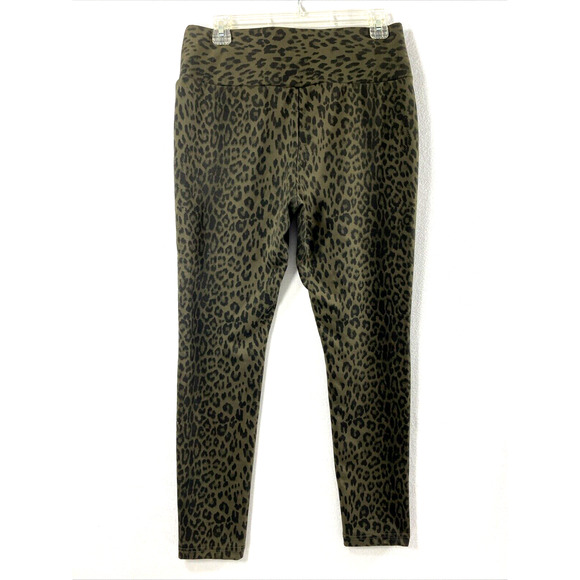 Carmen Animal Print Pants Womens Medium Green Black Stretch Tummy Control Slacks - Picture 2 of 10